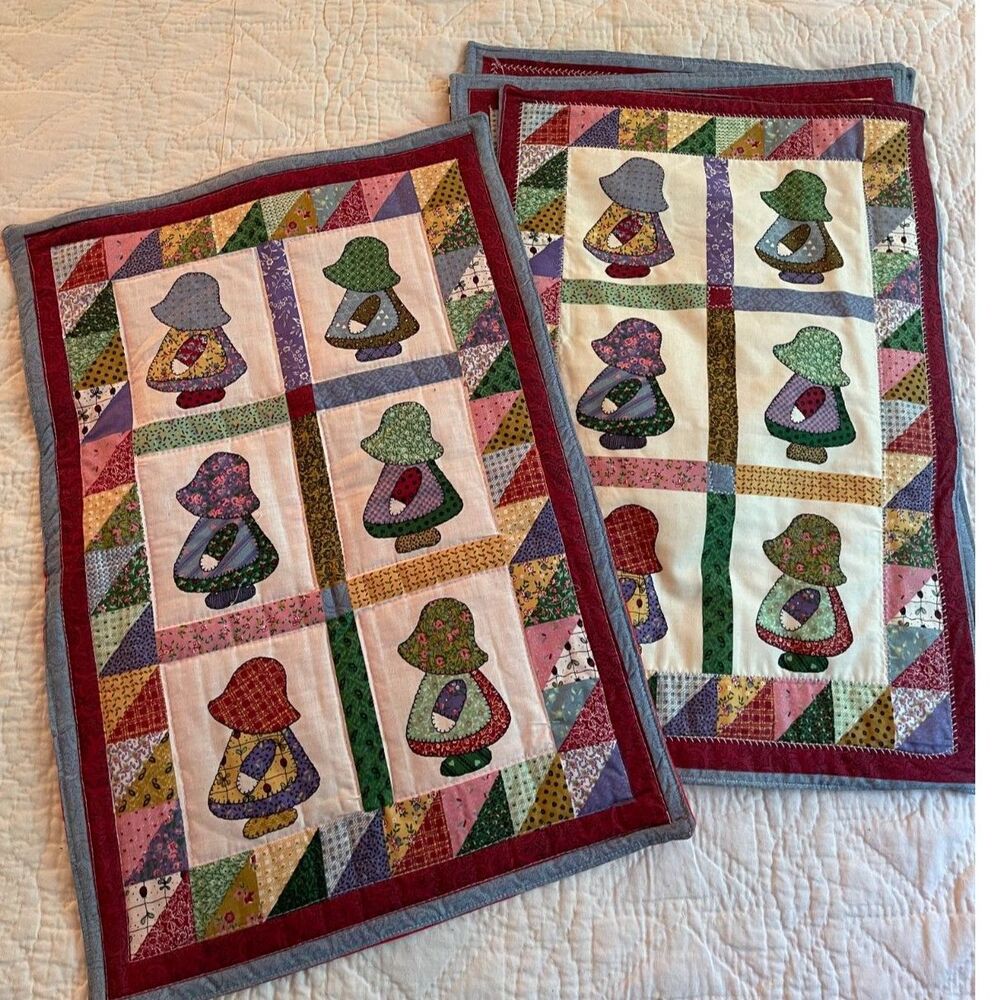Vintage Sun Bonnet Sue Handmade Panels PILLOW Placemat Quilt Wall Nursery 4 Avai